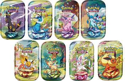 Pokemon Scarlet & Violet SV8.5 – Prismatic Evolutions Mini Tin Display (8 Tins) (englisch)