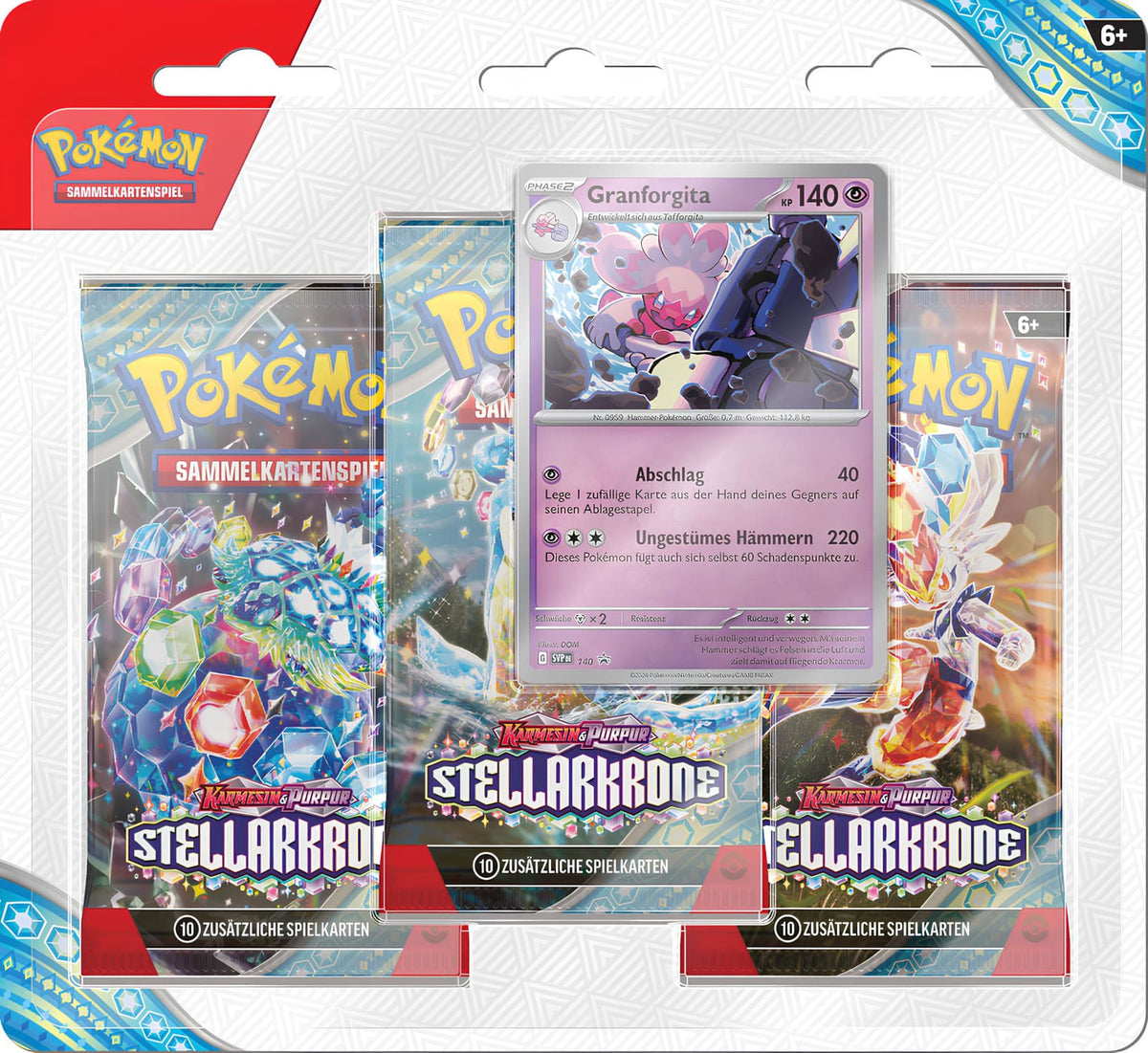 Pokemon Karmesin & Purpur KP 7 Stellarkrone 3er - Pack Blister (deutsch)
