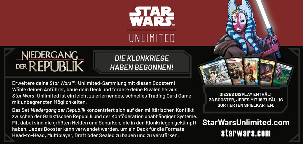 Star Wars Unlimited – Niedergang der Republik Booster Display (Deutsch)