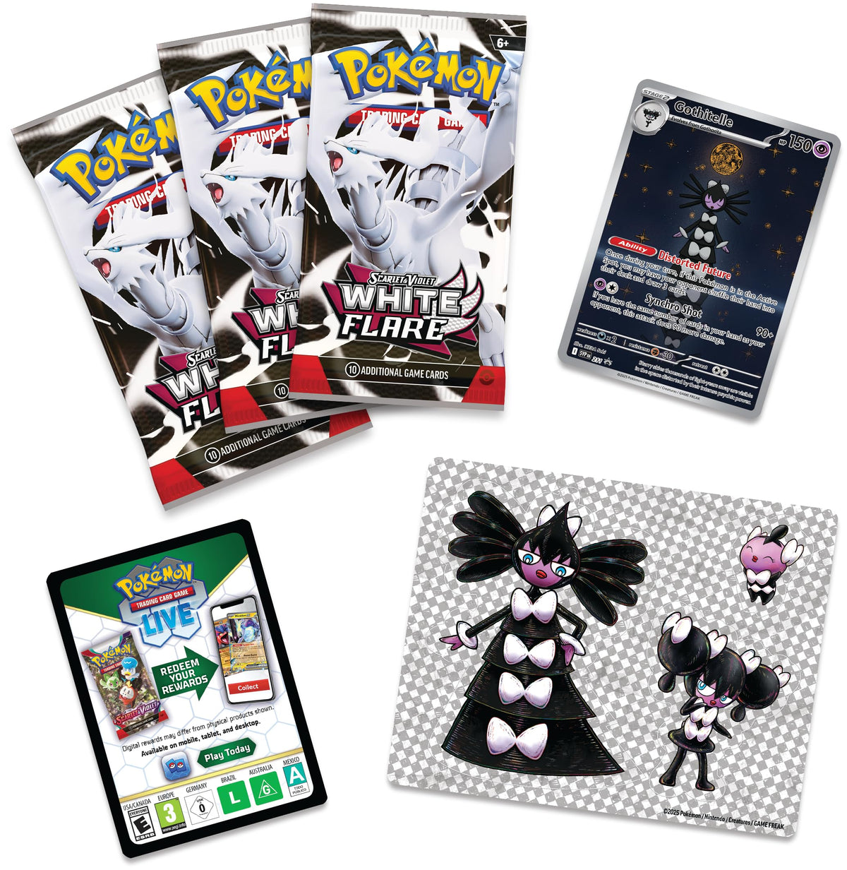 Pokemon TCG Scarlet & Violet SV10.5 White Flare Tech Sticker Blister Pack – 3 Packs (englisch)