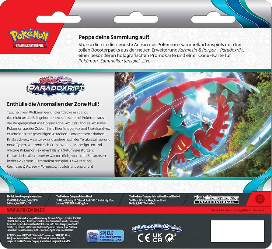 Pokemon Karmesin & Purpur – Paradox Rift 3er Blister (Deutsch)