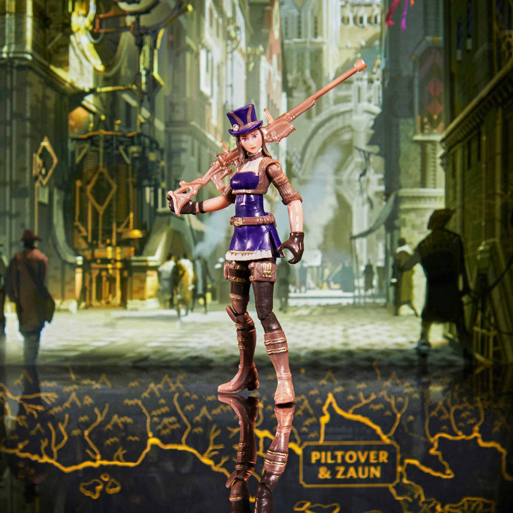 League of Legends, Dual Cities Pack / Exclusive Jinx, Heimerdinger, Vi, Caitlyn und Ekko, 10,2 cm Sammelfiguren