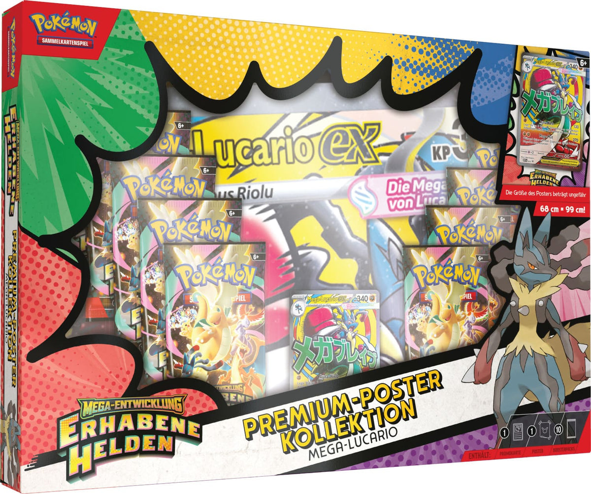 Pokemon ME2.5 Mega Entwicklung - Erhabene Helden – Premium Poster Kollektion – Mega Lucario (Deutsch)