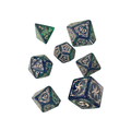 Q-Workshop Tribal Dice Set – Blue-green & Beige (7 Würfel)