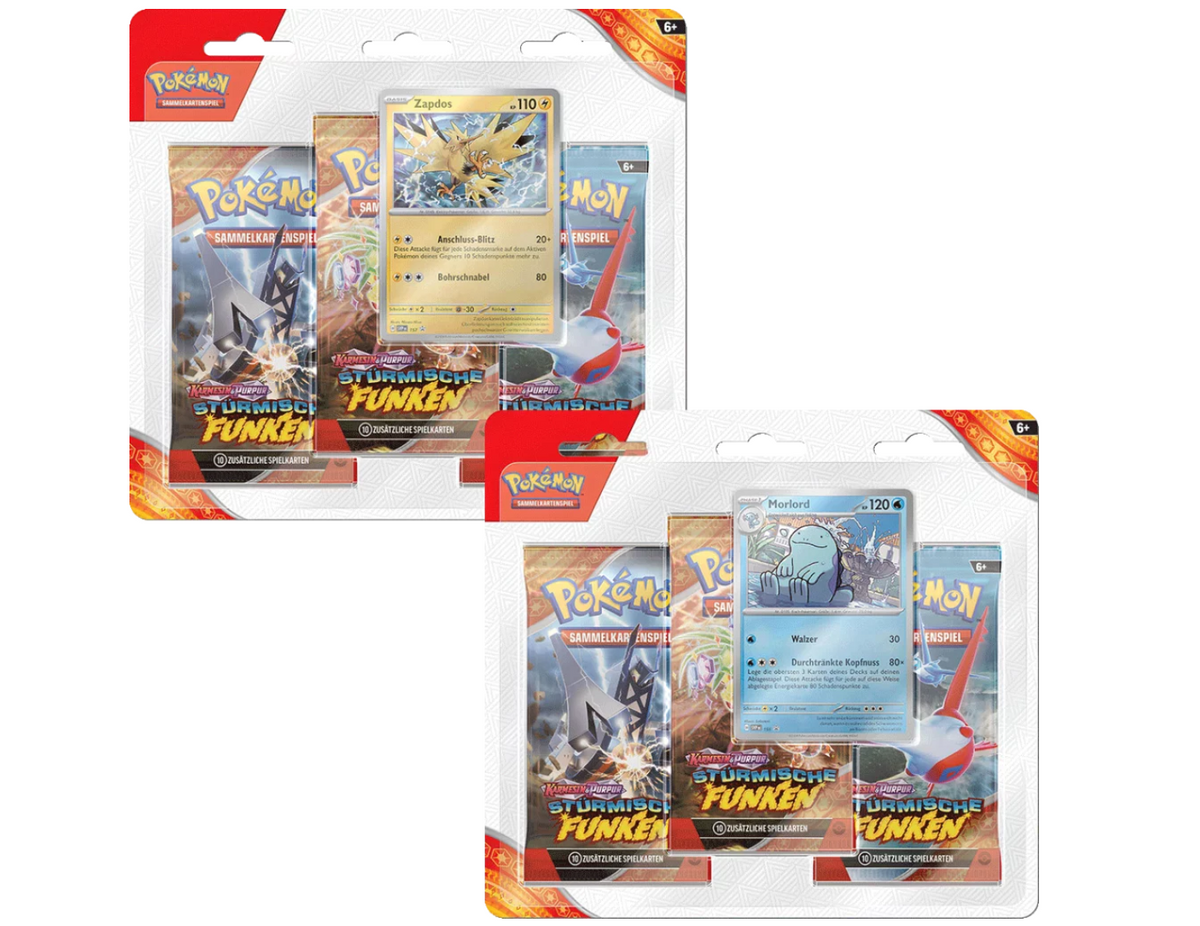 Pokemon - Karmesin & Purpur KP08 Stürmische Funken 3 Pack Booster Blister (deutsch)