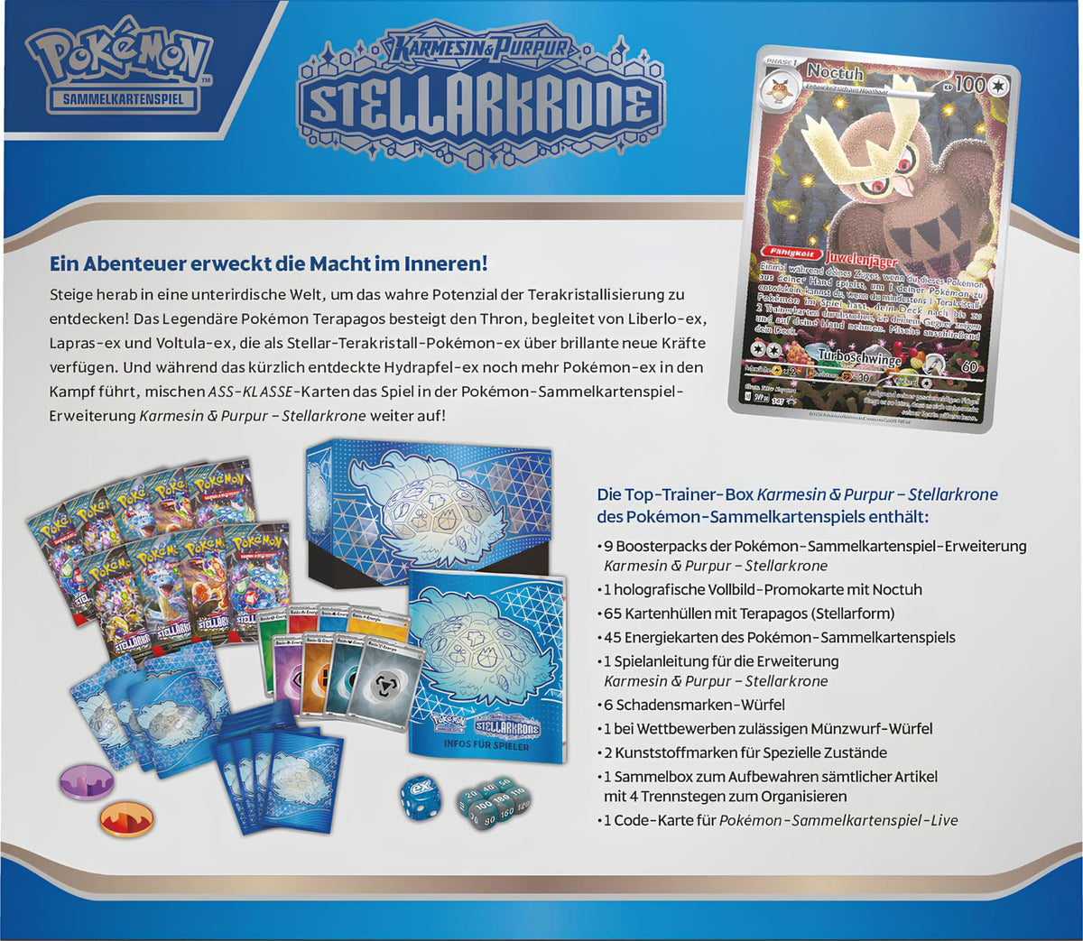 Pokemon Karmesin & Purpur KP 7 Stellarkrone Top Trainer Box (deutsch)
