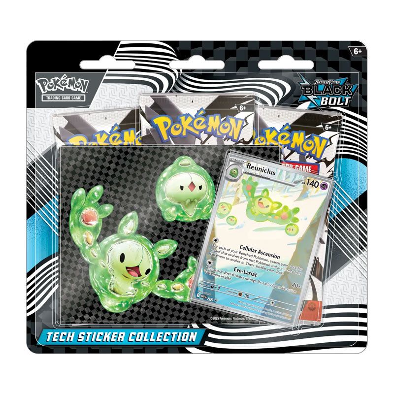 Pokemon TCG Scarlet & Violet SV10.5 Black Bolt Tech Sticker Blister Pack – 3 Packs (englisch)