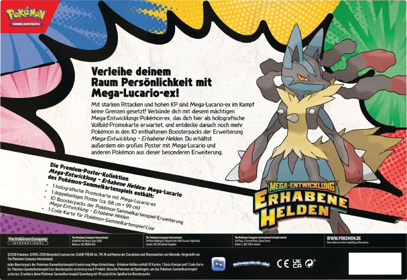 Pokemon ME2.5 Mega Entwicklung - Erhabene Helden – Premium Poster Kollektion – Mega Lucario (Deutsch)