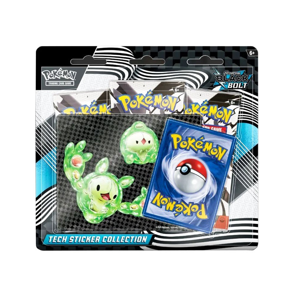 Pokemon TCG Scarlet & Violet SV10.5 Black Bolt Tech Sticker Blister Pack – 3 Packs (englisch)