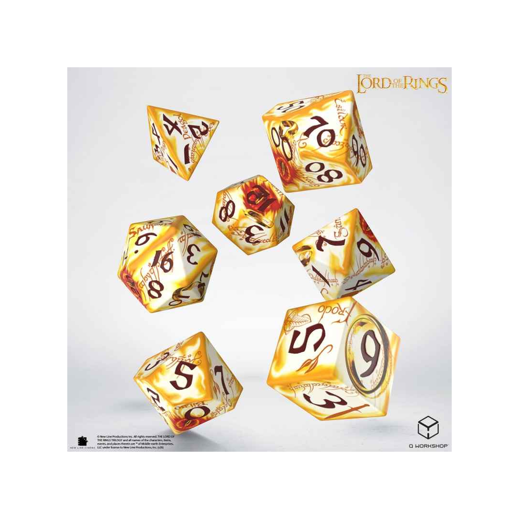 Q-Workshop – The Lord of the Rings: Ring-bearers – Whitefire Radiance Full Art Dice Set