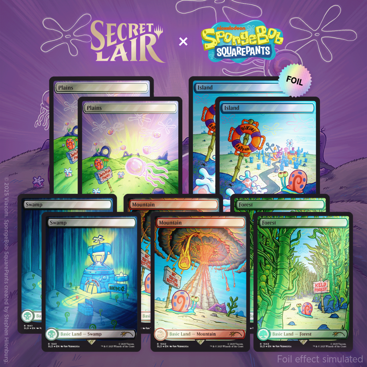 Magic the Gathering Secret Lair x SpongeBob SquarePants Lands Under the Sea Rainbow Foil (englisch)