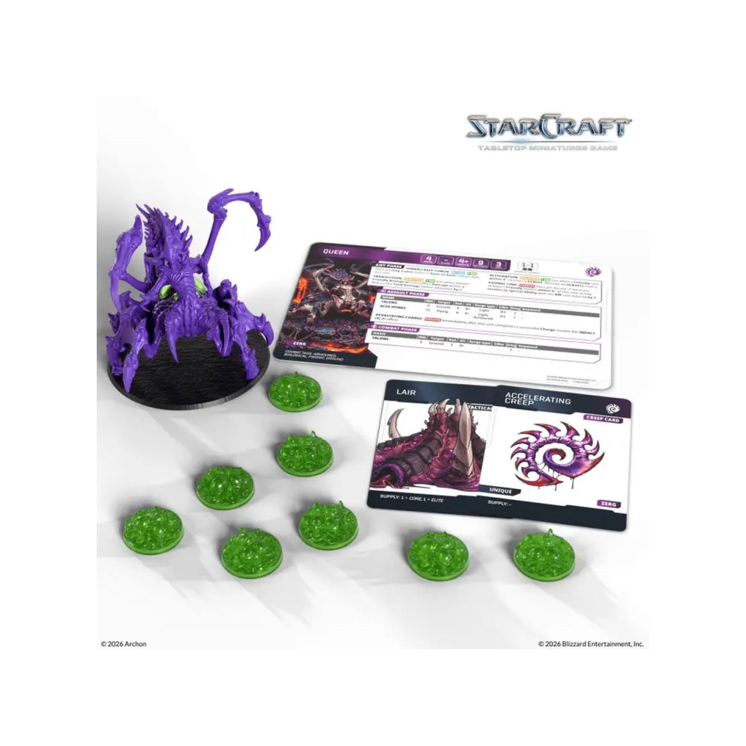 StarCraft TMG Zerg Queen Miniatur mit Creep Tokens