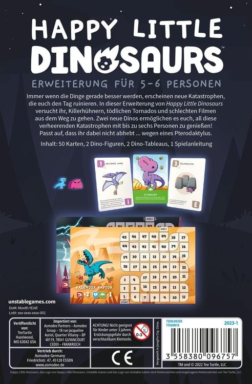 Happy Little Dinosaurs – Erweiterung für 5–6 Spieler (Deutsch)
