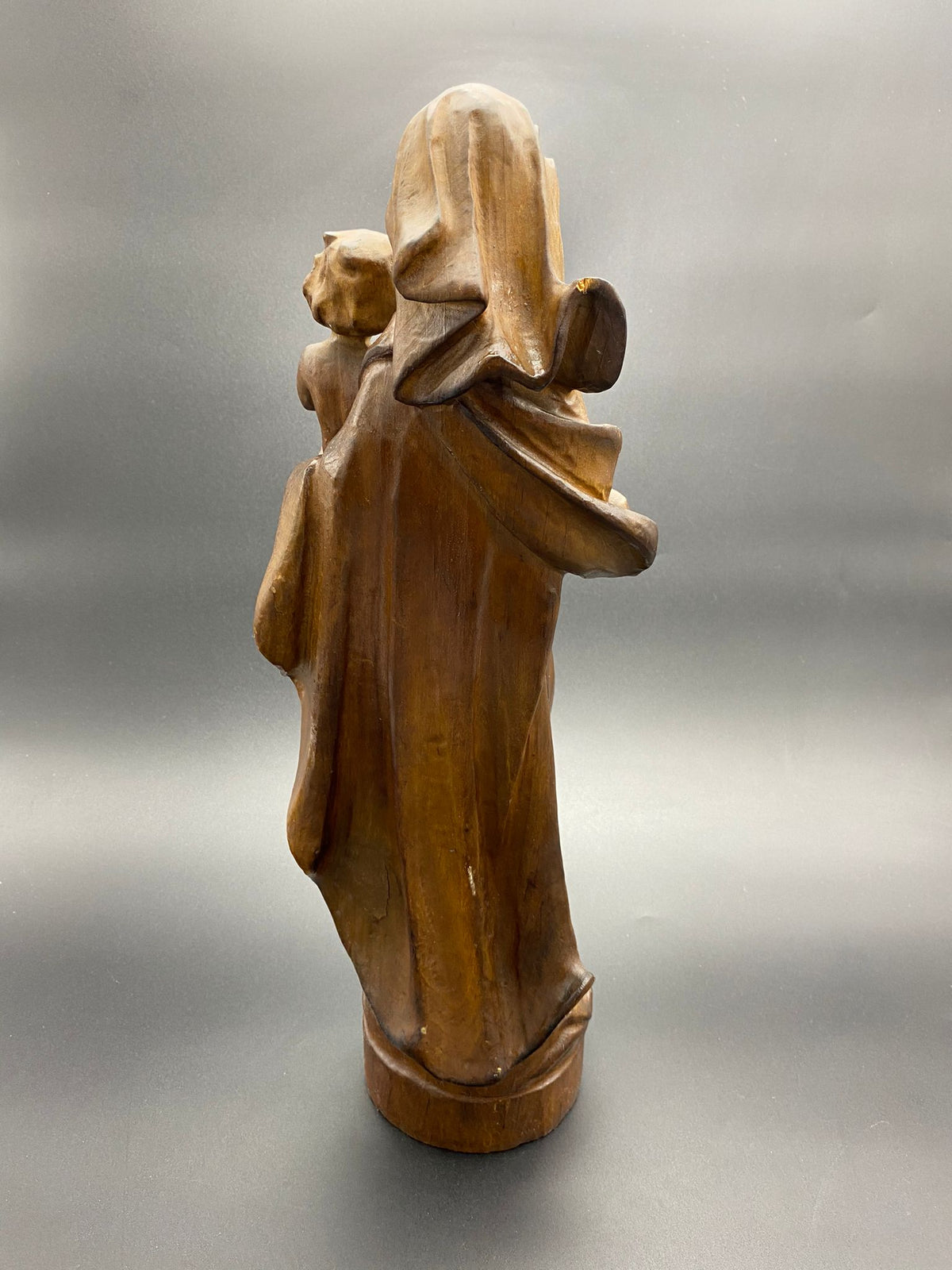 Heilige Maria & Jesus Handarbeit Naturholz Statue geschnitzt - 46,5 cm hoch - guter Zustand