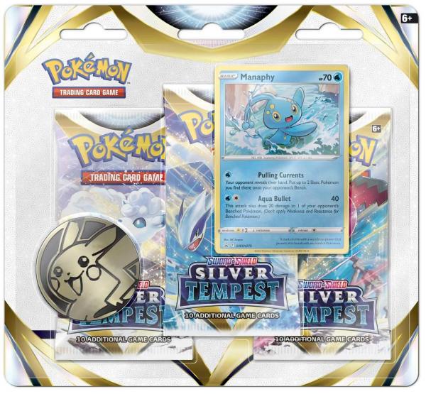 Pokemon SWSH 12 3er Blister Manaphy Silver Tempest (englisch)