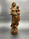 Heilige Maria & Jesus Handarbeit Naturholz Statue geschnitzt - 46,5 cm hoch - guter Zustand